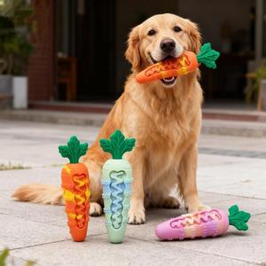 2026 Carrot Silicone Dog Chew <b>Toy</b> - Squeaky, Durable Teething Stick <b>for</b> Boredom Relief & Training - Product Image 2