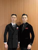 Costume de danse de salon noir coupe ajustée pour homme Tango latin Costume sur mesure