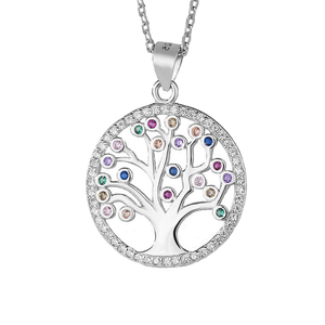 Colgantes de Árbol de Plata de Ley 925 de Alta Calidad con Baño de Rodio, Colgantes de Planta de la Vida a la Moda con Piedras de Zirconia, Venta al por Mayor - Product Image 4