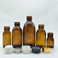 Bouteille en verre ambré pour boissons médicales et sirops avec bouchon à vis, disponible en 30 ml, 60 ml, 100 ml, 125 ml, 150 ml, 200 ml, 250 ml, 300 ml, 500 ml