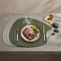 Nouveau design moderne très demandé, set de table réutilisable en similicuir irrégulier de 3 mm, antidérapant double face, diamètre 10-10,9 cm