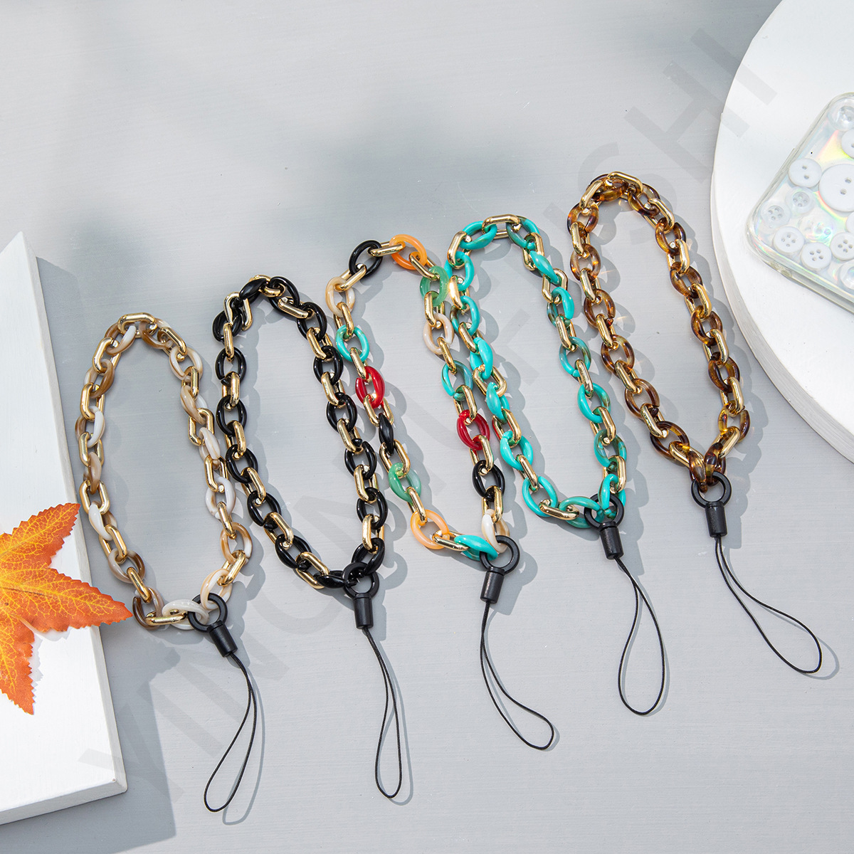Ремешок для мобильного телефона в стиле бохо, цветные акриловые бусины, телефонная цепочка, ремешок для мобильного телефона