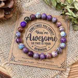 Pulsera de Piedra Natural con Cuentas de Vidrio Coloridas, Corona de Chakra, Espiritual, con Video de Marketing HD Confiable y Tarjeta de Garantía de Calidad - Product Image 2