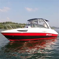 Barco de Fibra de Vidrio de Alta Velocidad Leisure Hull en Venta, 7.3m 24 pies, Lancha Rápida, Barco de Pesca Familiar, Yate de Lujo con Cabina, Color Rojo y Blanco