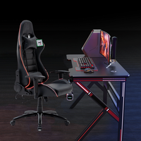 Canapé à lumière LED Gamer personnalisé meilleur ensemble table et chaise de jeu en cuir PU noir Échantillon gratuit