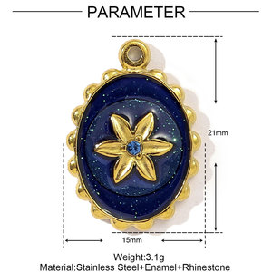 Toptan moda titanyum çelik kolye kadın paslanmaz çelik ayçiçeği Charms DIY emaye güneş <span class=keywords><strong>Tarot</strong></span> kart kolye takı - Product Image 4