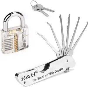 Ferramentas de serralheiro Máquina de corte chave Lock Pick The Class Haoshi Ferramenta de gancho único 6 em 1 em aço inoxidável