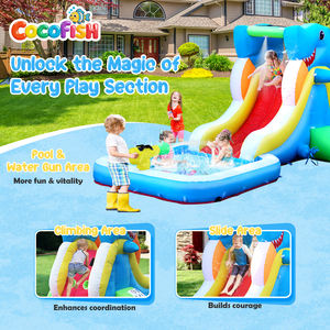 Toboggan aquatique gonflable Cocofish Shark <span class=keywords><strong>pour</strong></span> enfants de 3 à 10 ans, toboggan de course individuel avec piscine et pistolet à eau, parc aquatique de jardin, toboggan aquatique - Product Image 2