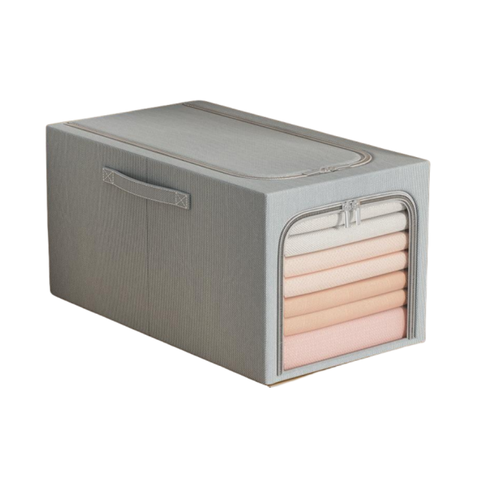 Portable Wardrobe Clothes Storage Bin Folding Oxford Cloth Storage Box with Steel Frame