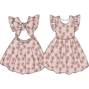 Vestido de Niña al por Mayor, Estilo Inglés, con Lazo, Largo hasta la Rodilla, con Estampado Floral, 95% Algodón, Personalizado, Oem/odm, Otoño - Product Image 3