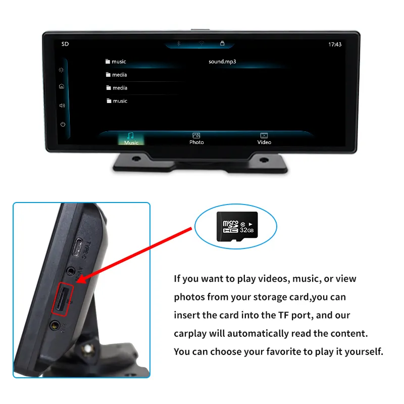 Maaustor nuovo arrivo 10.26 pollici Android Auto Carplay con schermo ip lettore multimediale per Auto supporto Wifi/BT/TF Card autoradio