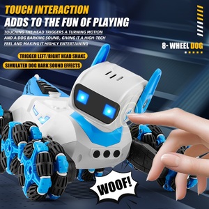 Robot chien RC intelligent <span class=keywords><strong>à</strong></span> 8 roues pour cascades, double commande, yeux LED, pulvérisation de musique, chien <span class=keywords><strong>mécanique</strong></span>, détection de geste tactile, <span class=keywords><strong>jouet</strong></span> pour enfant - Product Image 3