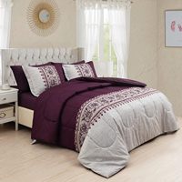 Ensemble de couette 7 pièces Lit dans un sac Ensemble de couette à imprimé dispersé avec draps, Ensemble de literie complet en microfibre douce pour toutes les saisons