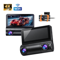 Caméra embarquée 4K réelle avec double objectif (avant 4K, arrière 1K), écran IPS 3,35 pouces, Wi-Fi, module GPS externe et surveillance de stationnement 24h/24