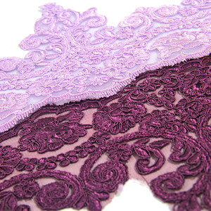 Cao Cấp Chất Lượng Cao Corded <span class=keywords><strong>Sequins</strong></span> Biên Giới Ren Cắt Tỉa 100% Polyester 17Cm Chiều Rộng Cho Hồi Giáo Baju Kurung Quần Áo - Product Image 3