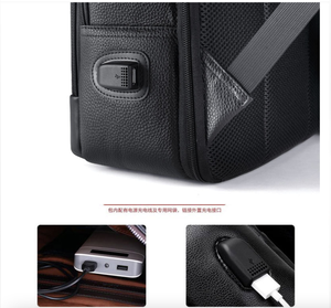 AndoBag Genuine Cow Leather 15.6-Inch <b>Laptop</b> <b>Backpack</b> for Men Man Fashion Business Travel Shoulder <b>Bag</b> with USB Charge Port 6883 - Product Image 6