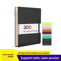Carnet à spirales A5, 300 pages numérotées, couverture rigide, avec bande élastique, plusieurs couleurs, OEM ODM, carnet d'écriture personnalisé pour le bureau