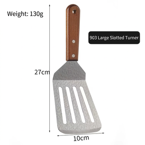 Espátula pequeña de cabeza plana DF30 de 20 cm x 10,2 cm, espátula metálica para alimentos con mango de madera, herramienta doméstica duradera, utensilios de cocina. - Product Image 4