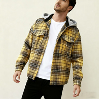 Vente en gros manteau ample à carreaux de créateur personnalisé ODM veste d'hiver décontractée intelligente et épaisse à capuche avec logo à l'avant pour hommes de grande taille