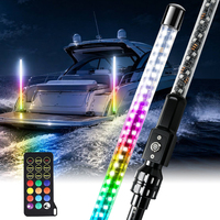 Lampe de navigation multicolore 4FT pour transom de bateau, 12V, 360 degrés, blanc, 300 modes, base enfichable pour ponton, yacht, OEM
