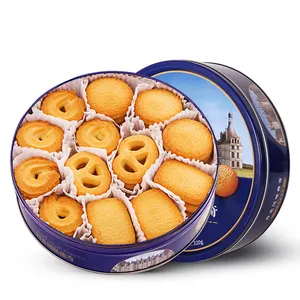 डेनिश-शैली मक्खन कुकीज़ उपहार बॉक्स आयातित लोहे के बॉक्स कार्यालय नाश्ता उपहार पैकेज के लिए वेलेंटाइन दिवस