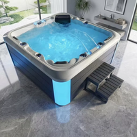 Baignoire Spa Luxueuse Moderne Écologique avec Massage par Air et Hydromassage, Baignoire Autoportante Chauffante en Acrylique pour Salle de Bain