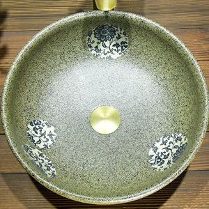 Canton Fair Artístico Hecho a mano Europa <span class=keywords><strong>Vintage</strong></span> Lavabo de cerámica Lavabo de baño Encimera Lavabo verde decorativo - Product Image 4