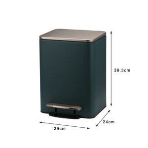 Cubo de Basura de Lujo para Dormitorio de Hotel, Cuadrado, Verde, de 9L, 12L, 20L, 30L, con Pedal y Tapa Dorada, Cubo Interior - Product Image 2