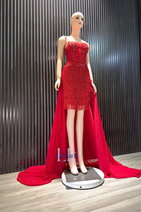 ชุดเดรสผ้าไหมหรูหราสำหรับผู้หญิงแบบสองชิ้นในหนึ่งเดียว ประดับด้วยคริสตัลคุณภาพสูง เหมาะสำหรับงานเลี้ยงตอนเย็น - Product Image 5