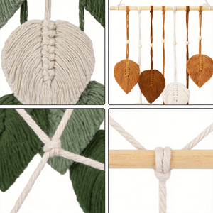 <span class=keywords><strong>Tapisserie</strong></span> murale en macramé bohème faite à la main, motif feuille, décoration d'intérieur bohème pour cadeau de mariage, cadeau de pendaison de crémaillère, chambre à coucher, salon - Product Image 4