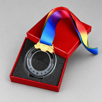 Médaille en verre noble avec ruban de sublimation, trophée personnalisé en cristal, 1ère, 2ème, 3ème place pour compétition sportive, souvenir, cadeau