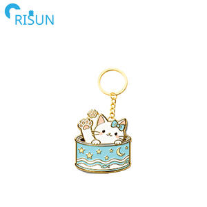 พวงกุญแจรูปสัตว์แมวกระป๋อง llavero พวงกุญแจออกแบบโลโก้แมวกระป๋องปลาแซลมอนปลาทูน่าเนื้อเข็มกลัดพวงกุญแจแมว - Product Image 6