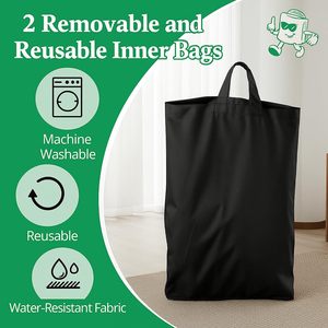 Panier à linge pliable personnalisé de 100 L en tissu Oxford, bac de recyclage pliable avec sac amovible pour bouteilles, verre et déchets - Product Image 4