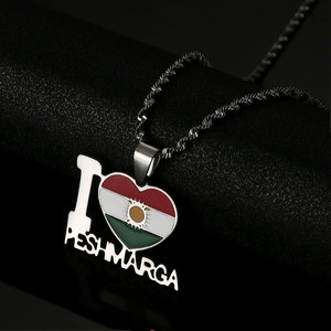 Collier Pendentif de Luxe en Gros, en Acier Inoxydable 316L, Plaqué Or PVD 14k 18k, Carte du Kurdistan, pour Femme - Product Image 4