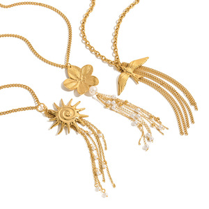 Collier Pendentif Tournesol Style Européen en Acier Inoxydable Bijoux de Mode - Product Image 5