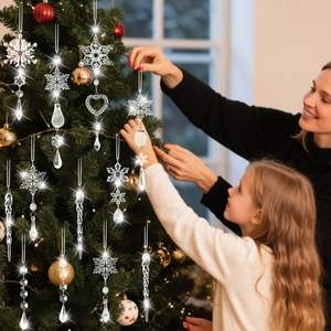 18 pièces de pendentif acrylique décoration de sapin de Noël suspendu acrylique décoration de Noël pendentif goutte de glaçon - Product Image 2