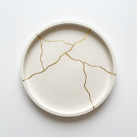 Plateau en béton Kintsugi fait main avec lignes craquelées dorées, style moderne Judaica, pour bougie Kiddush de Shabbat, rituel juif, décoration intérieure, mariage, Diwali