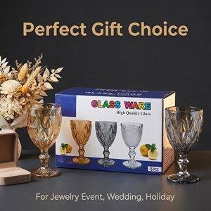 Set di 6 Calici Colorati di Lusso, Bicchieri in Vetro con Taglio Diamantato per Succhi e Gelati, per Casa e Caffè, Regalo Promozionale all'Ingrosso - Product Image 1