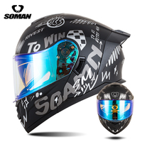 Casque de moto modulaire intégral SOMAN SM976 DOT avec double visière, grand spoiler, certifié QC, neuf