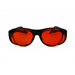 フルリム95%ブルーライトカットスクエアラウンド型オーバーグラス、オレンジレッドレンズ、夜間視力用イエローレンズ付き - Product Image 3