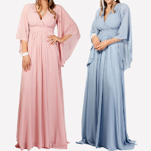 Long Party Summer Evening Chiffon <strong>Dress</strong> 2024 Elegant <strong>Fancy</strong> Pleated High Slit New Full Women Natural OEM Service Ball Gown <strong>Adults</strong> - Product Image 4