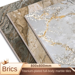 Azulejos de mármol chapados en oro de Foshan, azulejos de pared de baño y suelo esmaltados de seda dorada antideslizante de cuerpo completo de 800x800 para <span class=keywords><strong>restaurante</strong></span> de invitados - Product Image 2
