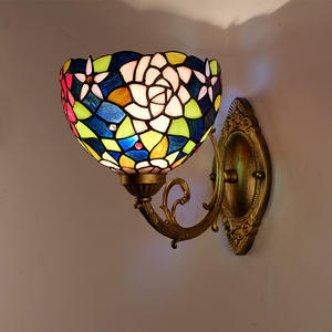 Ouhaodi Retro European Stained Glass <b>Wall</b> <b>Lamp</b> Iron for Living Room Dining Room Bedroom Bar Club Hallway Balcony Rose Accent - Product Image 2