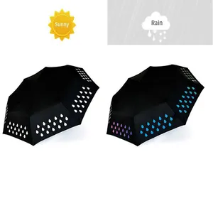 Grosir kustom cetak promosi iklan hujan matahari indah 3 lipat payung disesuaikan berubah warna payung