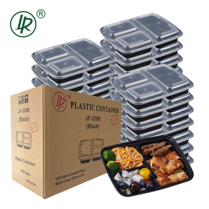 Đen 150 Gói 3 Khoang Lò Microwave Stackable Nhựa Dùng Một Lần Thực Phẩm Container - Product Image 1