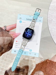<span class=keywords><strong>Bracelet</strong></span> de montre <span class=keywords><strong>milanais</strong></span> en acier inoxydable Lucky avec diamants pour <span class=keywords><strong>Apple</strong></span> <span class=keywords><strong>Watch</strong></span> 49 46 44 42 40 mm, <span class=keywords><strong>bracelet</strong></span> de poignet en cuir avec boîtier Trifolium - Product Image 4