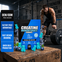 Gummies de créatine sans sucre pour la gym, formule de récupération musculaire, supplément nutritionnel sportif, saveur personnalisée disponible