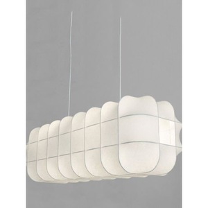 Lustre en soie de style japonais, long luminaire suspendu LED blanc pour salon, chambre à coucher, design minimaliste nordique - Product Image 5