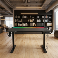 Table de jeu électrique AOR avec plateau en acier, éclairage RGB isolé, bureau d'ordinateur certifié, design moderne et réglable