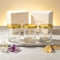 Bocaux en verre vides de luxe personnalisés de 8 oz, 10 oz, 14 oz avec couvercle, boîte cadeau de Noël, fabrication de bougies, décoration